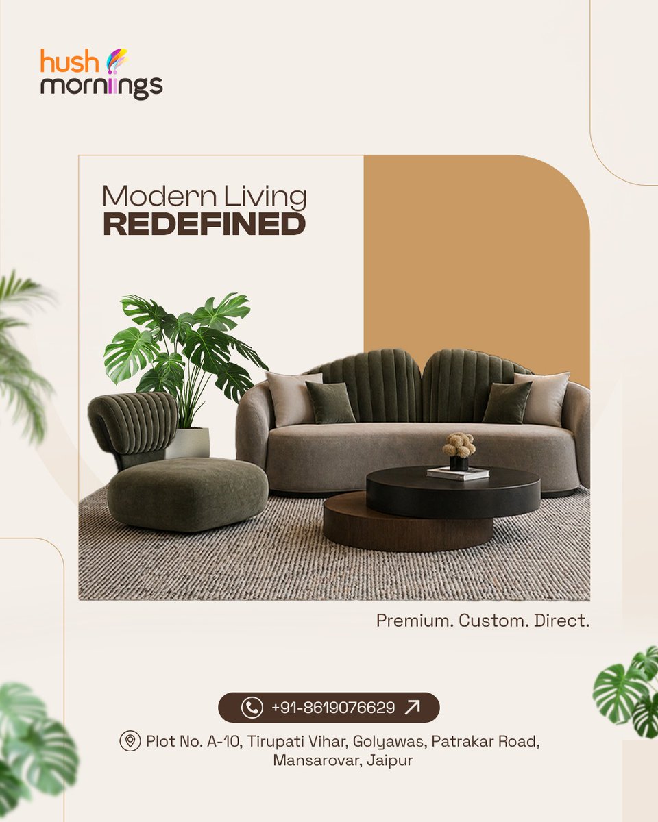 HushMorniings's tweet image. Modern living, redefined.
Premium. Custom. Factory direct.

📍 Jaipur | 📞 +91-8619076629

#furniture #jaipur #homeinteriors