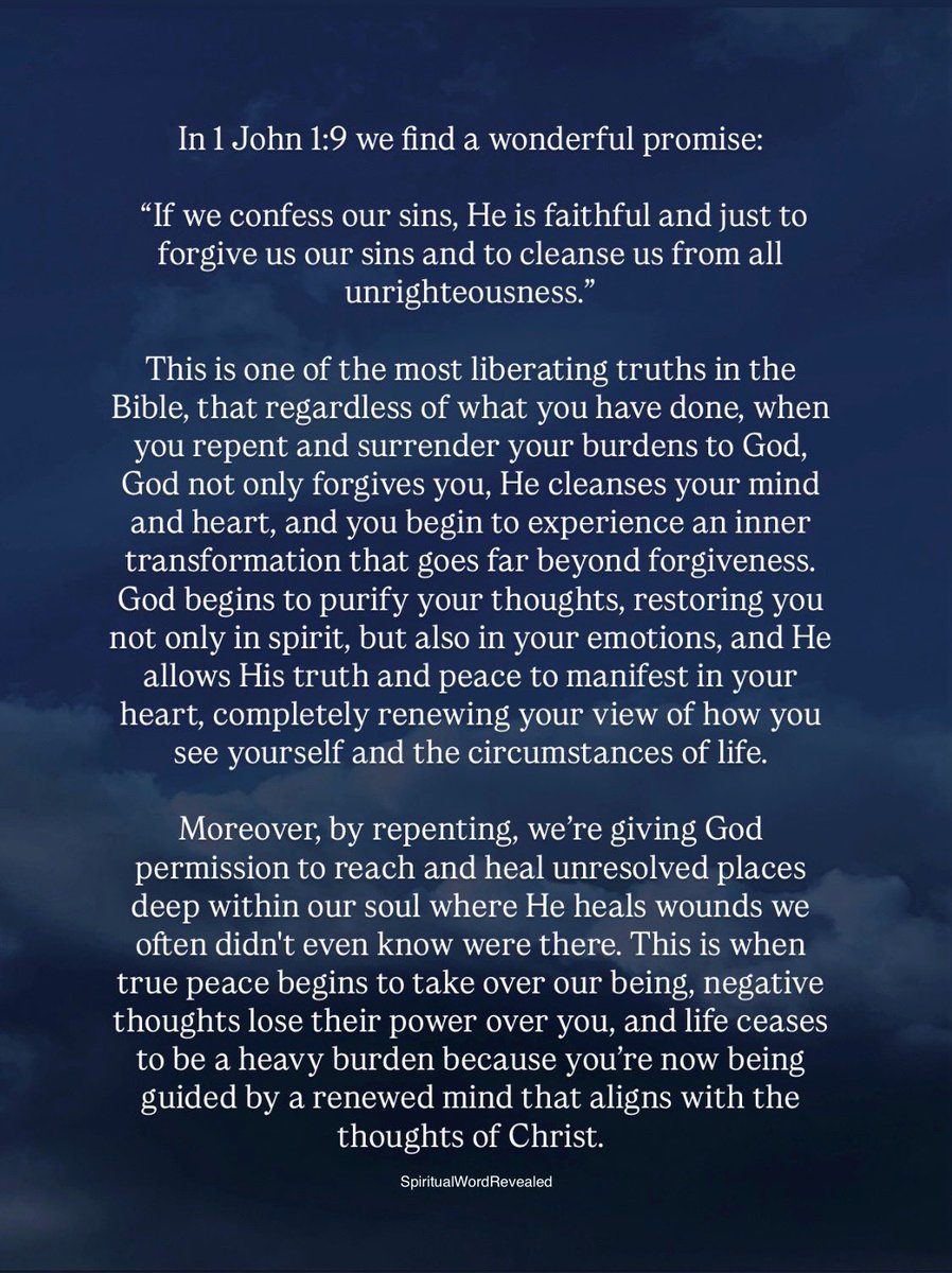 BrettaMarlene's tweet image. Repentance means God not only forgives you, He cleanses your mind and heart, and completely renews how you see yourself and the circumstances of life. 

#god #jesus #jesusmynumberone #inspired #inspirational #inspirationalquotes #christ #bibleverses #biblestudy #motivation