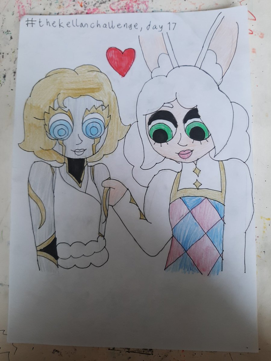 pequodthesleek's tweet image. Day 17 of #thekellanchallenge, interacting with another character. I changed this prompt to showcase her yumeship, Kellanna/Brassbunny. Such darlings! (Ori is around as old as Caitlyn now, and her appearance matches that.)
#artoflegends #backlog