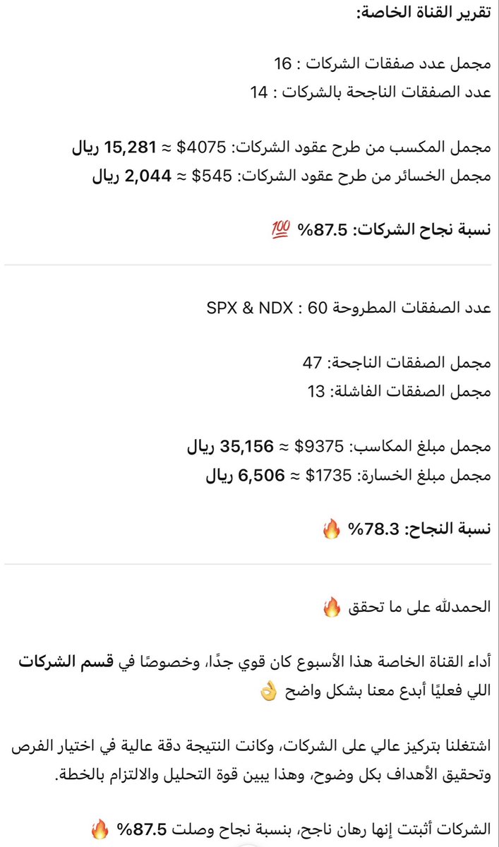 TradingArt11's tweet photo. تقرير القناة الخاصة الاسبوعي. 📊 https://t.co/sPUjsAtGVc