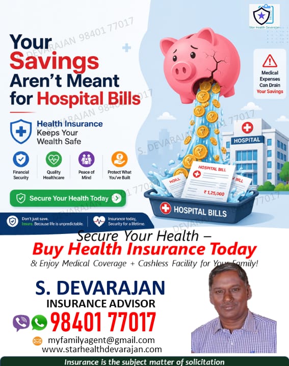 licdevarajan's tweet image. Your savings are meant for wealth creation 💰
Not for unexpected medical bills ⚠️
Protect your savings with Health Insurance 🛡️
📲 Know more – WhatsApp chat: wa.me/9840177017

#HealthInsurance #WealthProtection #FinancialPlanning #SecureFuture #BePrepared