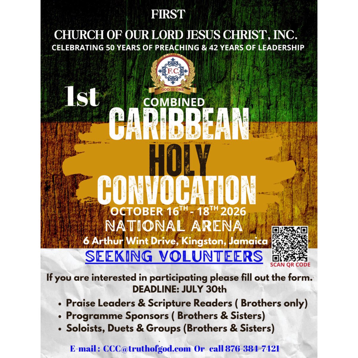 TruthofGod1's tweet photo. Join us for our 1st Combined Caribbean Convocation Friday, October 16-Sunday, October 18, 2026. See flyers to prepare and if you’re a FC member who wants to provide a helping hand, see second flyer for details. https://t.co/P2lJs946mt