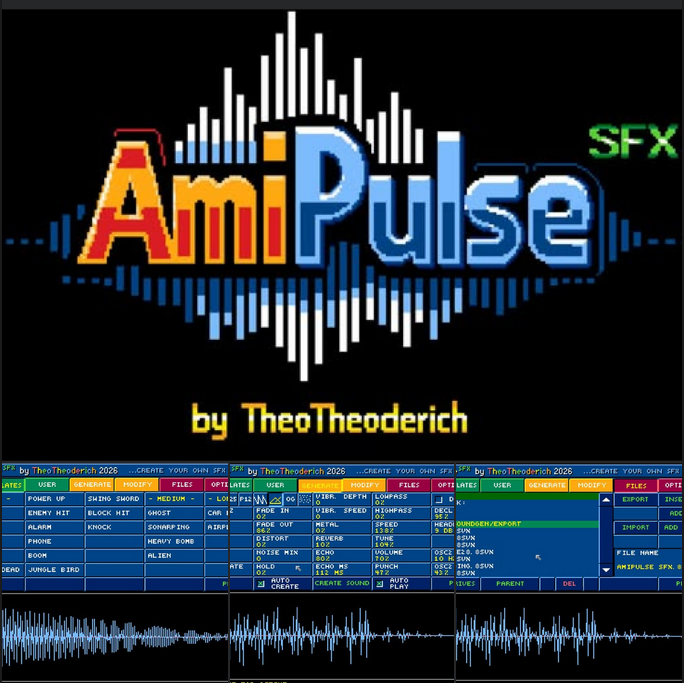 AmiPulse SFX is a native Amiga tool for creating short 8-bit sound