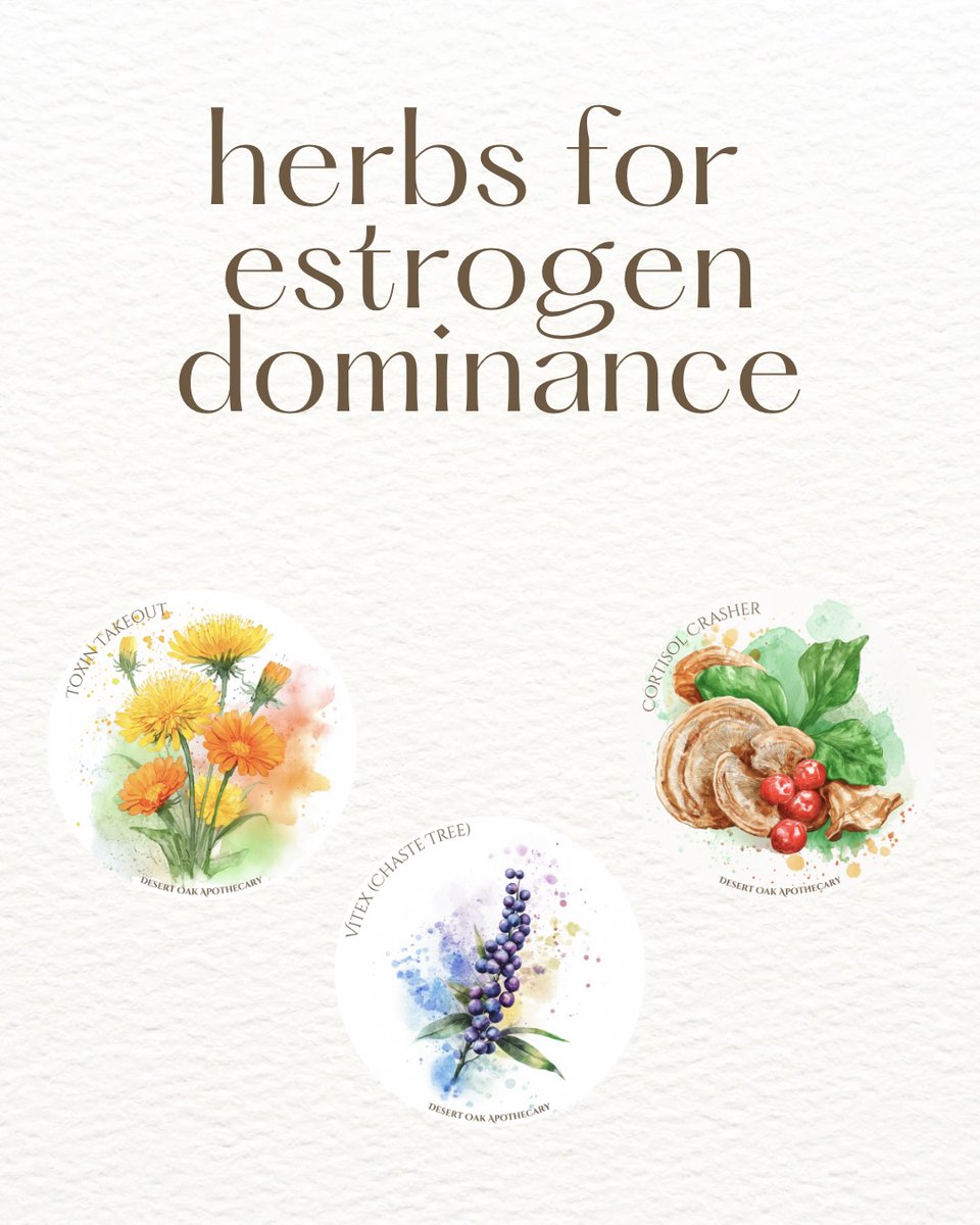DesertOakApoth's tweet photo. God designed our bodies to function optimally with a certain estrogen/progesterone ratio, but sometimes those levels get skewed too far in one direction.
Fortunately, God also created our bodies to regulate our own hormones, and herbs can support those natural functions. When hormones become imbalanced, there’s two ways to even out the difference:
- decrease the higher number
- increase the lower number

These herbs and herbal formulas may encourage the body to find a little more balance, each in their own way 🥳

Not medical advice.