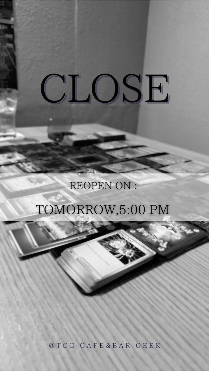 TCGCafeBar_Geek's tweet image. 本日の営業は終了しました！

本日ご来店のお客様ありがとうございました

明日も１７時からオープンです

皆さんのご来店お待ちしておりますね

#Geek
#TCG
#栃木
#小山
#カフェ
#バー
#遊戯王
#ポケモン
#ヴァンガード
#ユニオンアリーナ
#蟲神器
#ドラゴンボールフュージョンワールド
