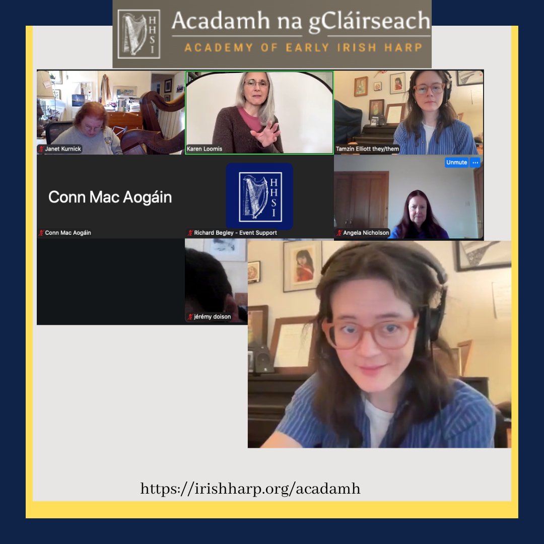 HHSI_Harp's tweet photo. Dr. Tamzin Elliott kicked off the second class of Spring Acadamh na gCláirseach--Academy of Early Irish Harp starting our learning on 'Tabhair Dom do Lámh (Da mihi manum)' as part of our Going to the Source: A fresh look at iconic Irish-harp compositions course. https://t.co/wpD09Oxjim