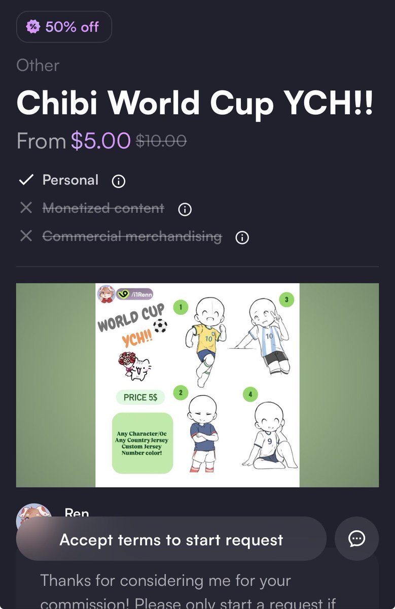 i1renn_'s tweet image. I think this will do pretty awesome during the season 😭✌🏻 And im smelling Really good Oc in this Service Its open And on a sale ✨ Help me get samples 🤏🏻
#vgen #Commissionsopen #fifaworldcup 
check Replies !!