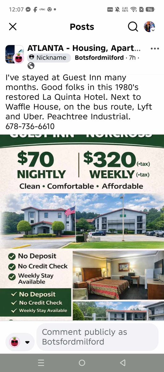 BuckheadAtNight's tweet image. #Atlanta $320 Weekly
Three Star Hotel #Affordable 
Smoking and #NonSmoking 
Drive up Rooms Available
 #Waffle House next door!
5375 Peachtree Industrial Blvd #Norcross 
Guest Inn Suites 
678-736-6610 From $69.99 King plus tax daily. No deposit!
 Free light breakfast, wifi, sat TV