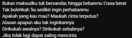 keumfp's tweet photo. damn this lyrics.... 

salah satu alasan belum mau pacaran karena agak trauma dengan hubungan sebelumnya https://t.co/UamD8EYuiL