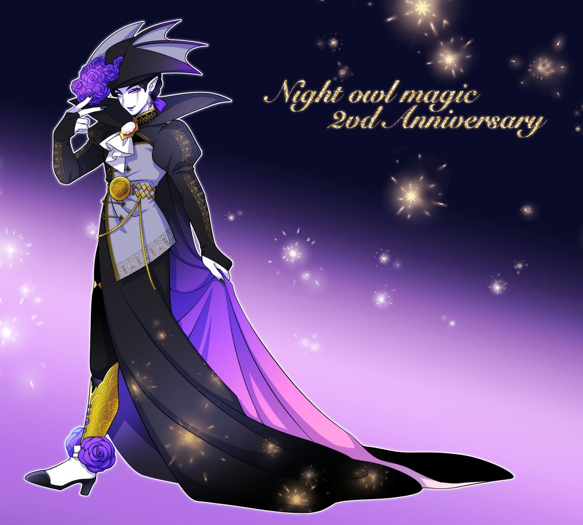 00h_1201joe's tweet photo. @nightowlmagic 
ノクタナ単体の立ち絵です〜！🦇🌹✨
せっかくなので背景もつけちゃった https://t.co/j4nYYojA1s