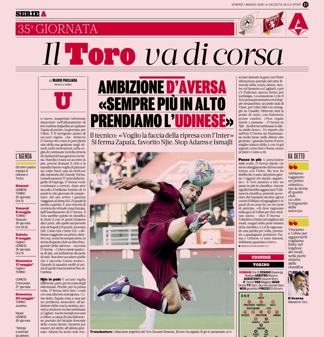 CairettaSport's tweet photo. IL TORO VA DI CORSA

"Sempre più in alto", si invitano i tifosi a non avere le vertigini, che a stare dietro alle ambizioni di Urbano Cairo non è facile https://t.co/enJ9fyonc5