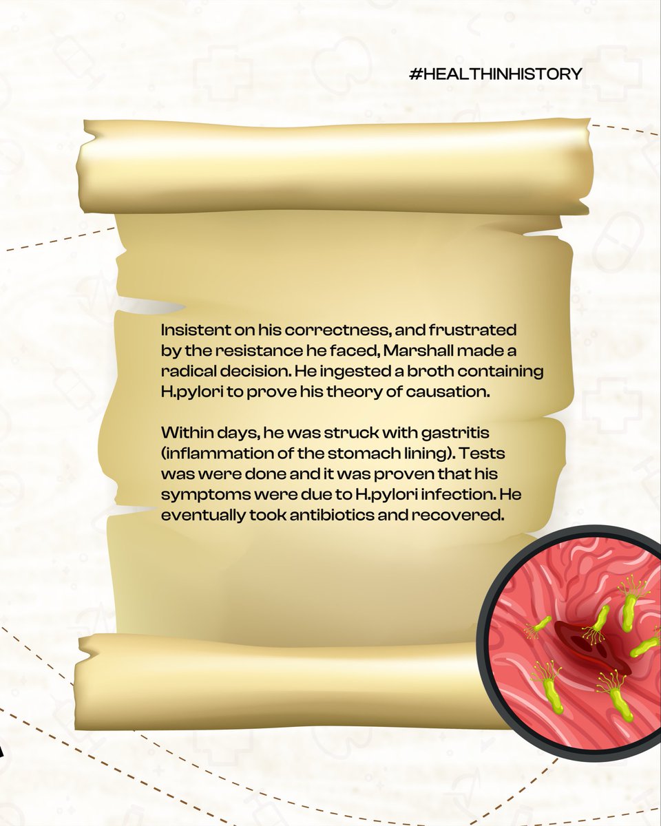 HealthIntel_T's tweet photo. Challenging the Status Quo in Medicine: The Story of Barry Marshall

In medical history, the journey from “radical idea” to “standard of care” is rarely easy. This week for HealthInHistory, we are looking at the discovery of H. pylori as the cause of peptic ulcers. https://t.co/f4DnprGmNR
