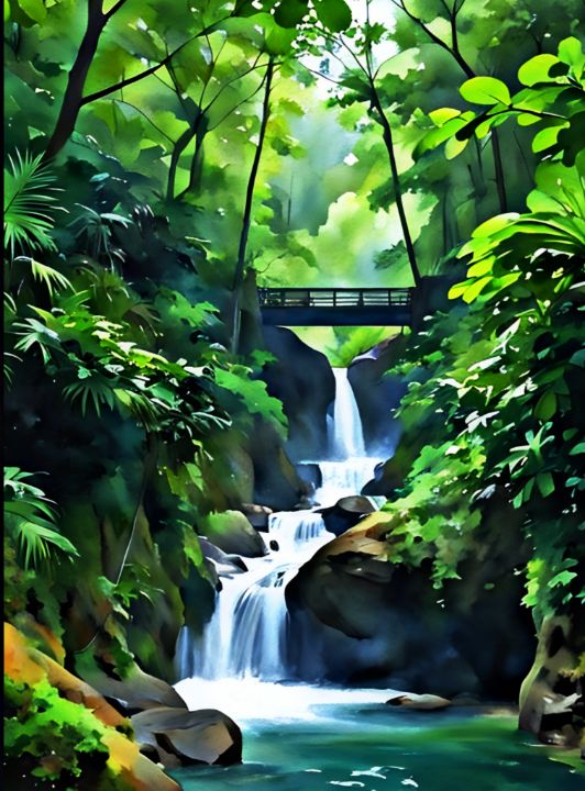 AsroriPhoto1's tweet photo. Art of the Day! "Bridge Over the Waterfall". Buy at: https://t.co/HrQYj7TRLe https://t.co/st81x5feYD