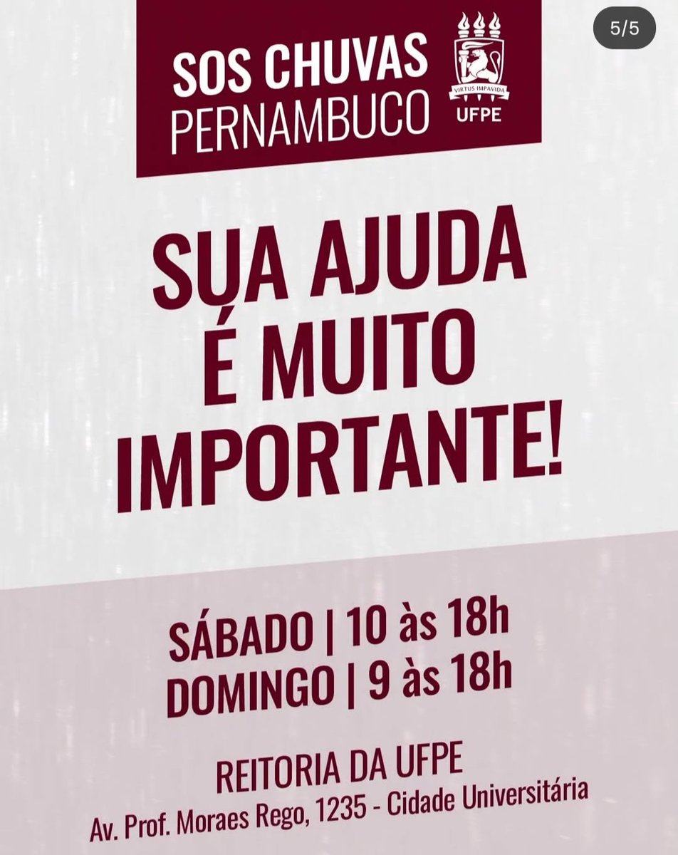 raphaelguerra's tweet photo. 🚨 Rede de solidariedade - SOS Chuvas em Pernambuco 

Reitoria da UFPE é ponto de arrecadação https://t.co/3ypg9a7DrK