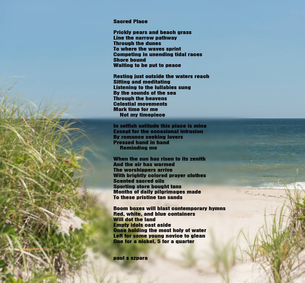 PaulSSzpara's tweet image. Discover the quiet power of nature’s sacred spaces, where solitude meets the rhythm of the sea, and every grain of sand tells a story of peace, intrusion, and reverence.

#SacredPlace #NaturePoetry #BeachVibes #PoetryCommunity #OceanMeditation #SolitudeAndPeace #TidalRhythms