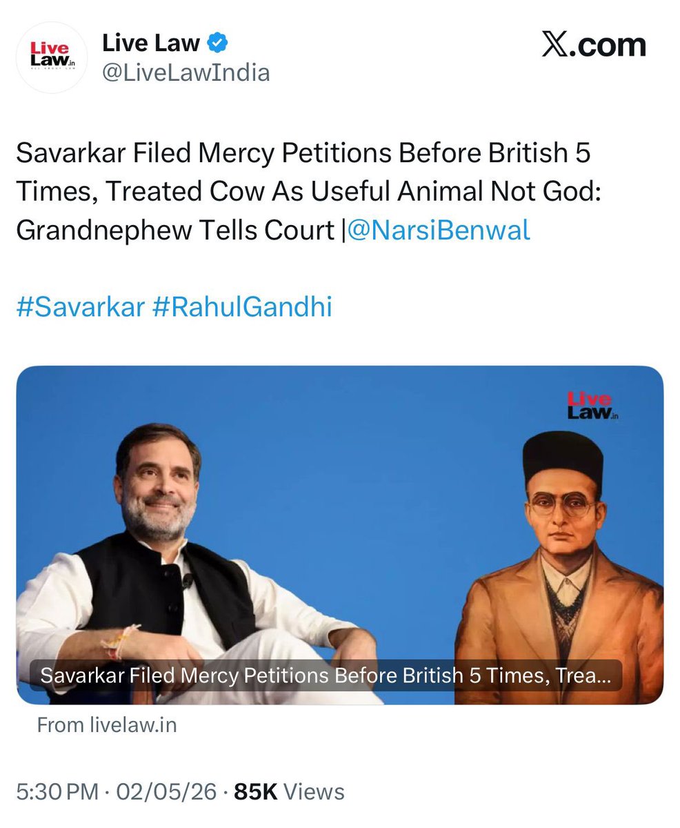 rajuparulekar's tweet photo. Five mercy petitions❗️

Maybe the first time, that the family has accepted the FACTS.

Here are the excerpts from my January 2020 blog, dissecting the self-proclaimed, undeserving title - ‘VEER’, the man himself and his FIVE mercy petitions. 

🖊️ “..Savarkar’s followers put forth another argument here that the mercy petition was Savarkar’s ‘strategy’. This argument is nothing but laughable.  No one submits five mercy petitions as a part of any strategy ! His followers nevertheless mention about only one mercy petition which he had submitted in Britain. But in reality Savarkar had submitted five mercy petitions.

First was submitted in 1911 (copy of which is destroyed but historical references are available), second in 1913 (which also mentions the first), third in 1914 (where Savarkar offered his services to theBritish government during the First World War), fourth in 1919 and last on 5th March 1920. After these five petitions, sixth was submitted by Savarkar’s wife, Yamuna bai, on 18th April 1921..”

🖊️ “After Savarkar’s release from the cellular jail, his ‘extolography’ (not autobiography), ‘The life of Veer Savarkar’ was published for the first time in 1926.Several editions of which were also published. After many years it came to light that the author of this book, Chitragupta, was none other than Savarkar himself.“

More FACTUAL details in the blog. Here’s the link - 👇

https://t.co/coaoclpeiK