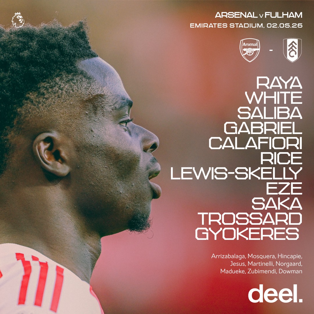 Arsenal's tweet photo. 🔴 𝗧𝗘𝗔𝗠𝙉𝙀𝙒𝙎 ⚪️

⚡️ Calafiori joins the defence
© Saka skippers the side
🪄 Eze providing the creativity

We know what to do, Gunners ✊

🤝 Presented by @deel
