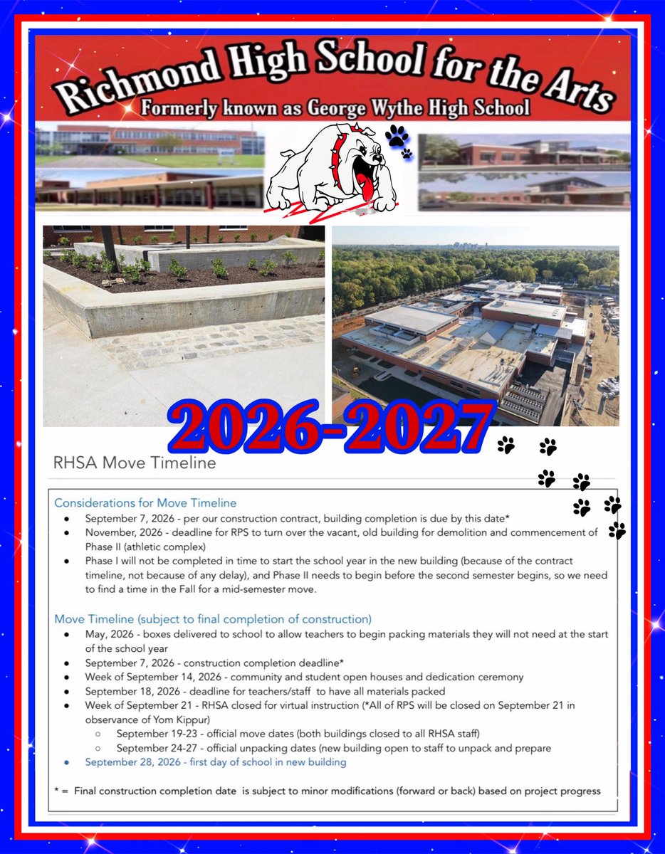 TishaErby's tweet photo. π¨ #ProudBreakingNews π¨
(Richmond High School for the Arts) #RHSAConstruction & #MoveInTimeLine
OMGβ¦ this is really happening!!! πβ€οΈπΎπIβm beyond proud & excited to say that WE ARE MOVING INTO THE NEW BUILDING on September 28th, 2026!!! π #RHSABulldogs @WytheCantWait https://t.co/aiy1A9ta7k