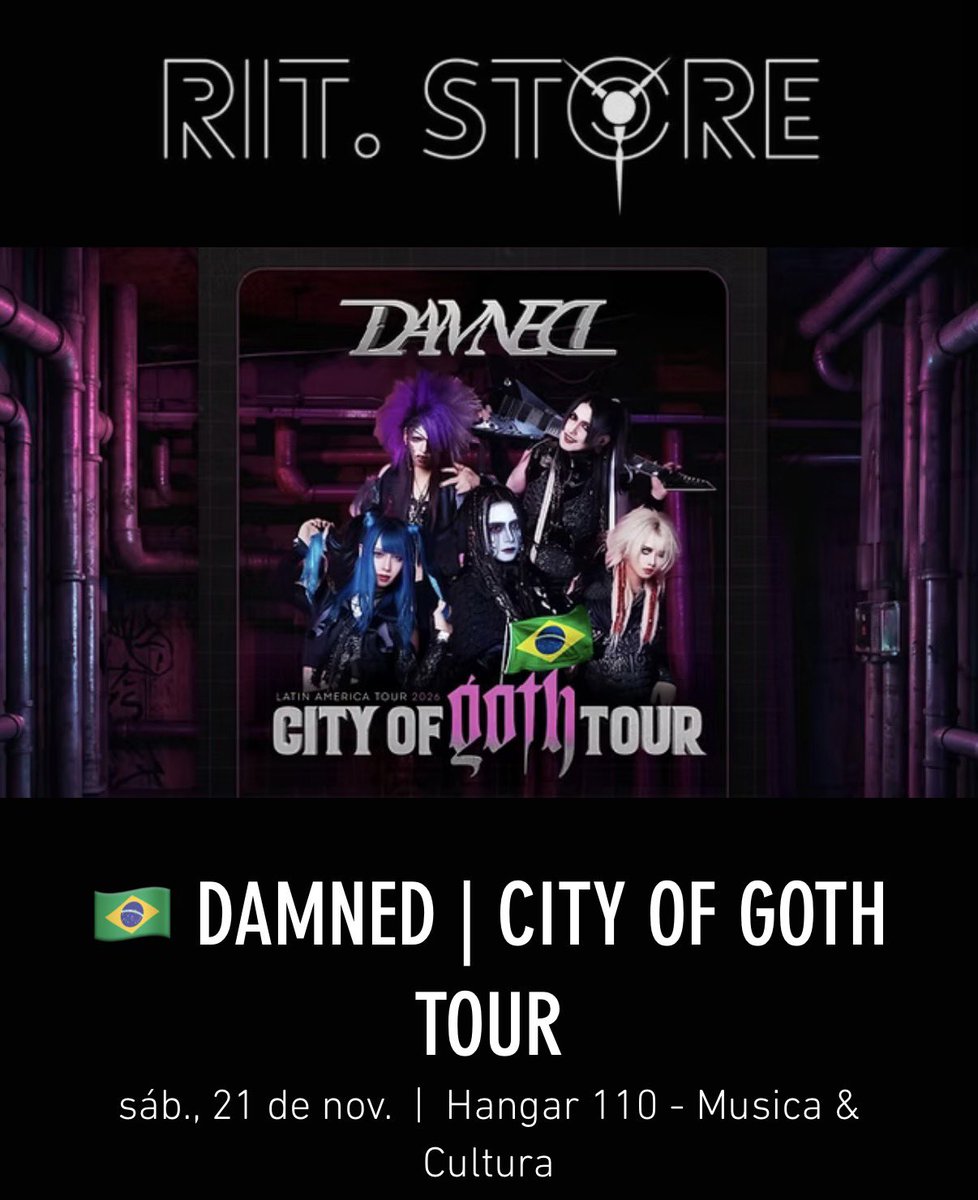 EH REAAAAAL! 🥹 ainda num caiu a ficha, mas os ingressos pro show do DAMNED no Brasil já estão à venda:

🎟️ ritstore.agency/event-details/…

pra quem ainda não comprou o do Deviloof tem uma promoção tbm com um combo dos 2 juntos com descontão.