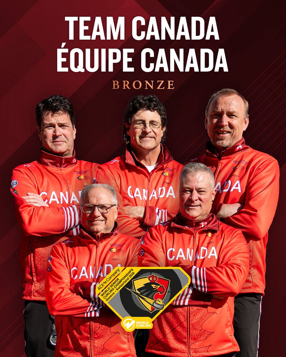 CurlingCanada's tweet image. MAKE THAT DOUBLE BRONZE! 🥉

Join us in congratulating Bruce Korte, Darrell McKee, Kory Kohuch, Rory Golanowski and alternate Arlen Hall on capturing the 🥉 at the 2026 ACE &amp;amp; Company World Senior Men's Curling Championship!

#WSCC