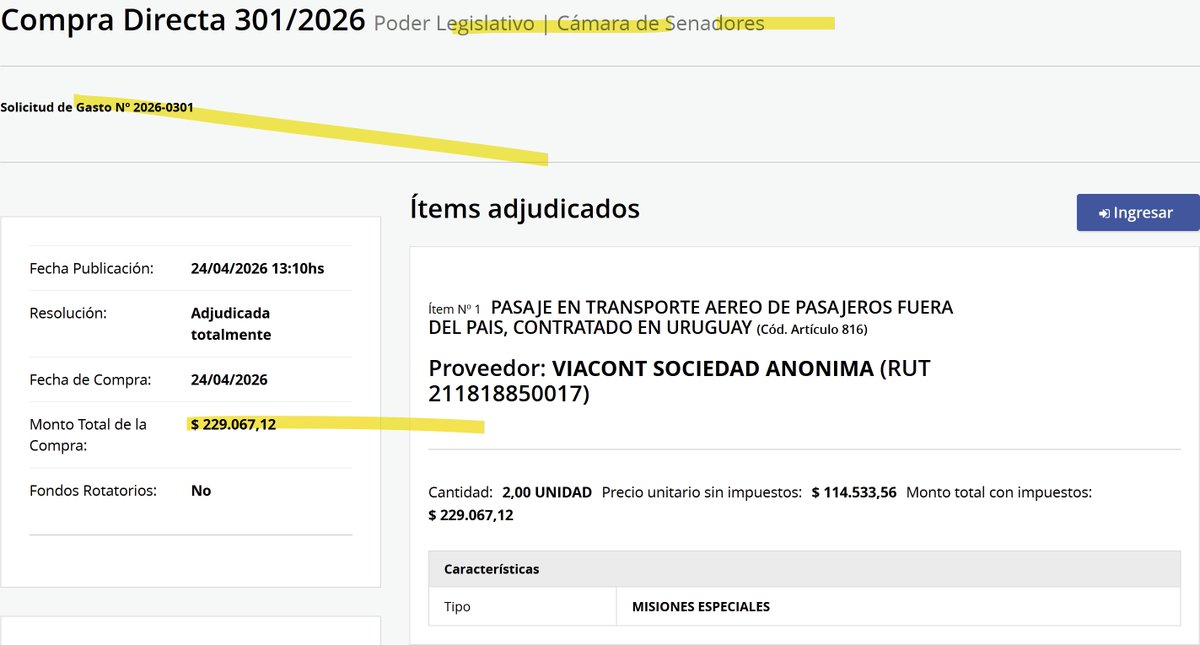 MartinFitz23506's tweet photo. VIAJES SENADO✈️: Los uruguayos pagamos $ 229.067 por DOS pasajes para CÁMARA DE SENADORES. https://t.co/649ukH9MYR