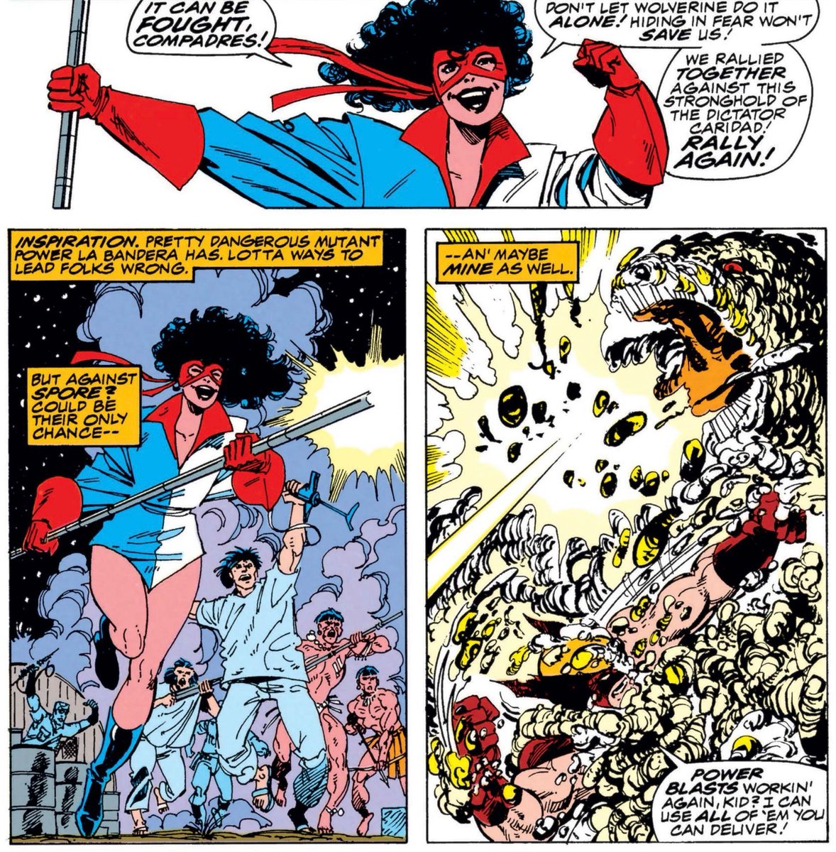 MarvelDailyArt's tweet image. Wolverine and La Bandera are fighting back against Spore, but there’s only so much they can damage a giant pile of alien goo! #marvel #wolverine