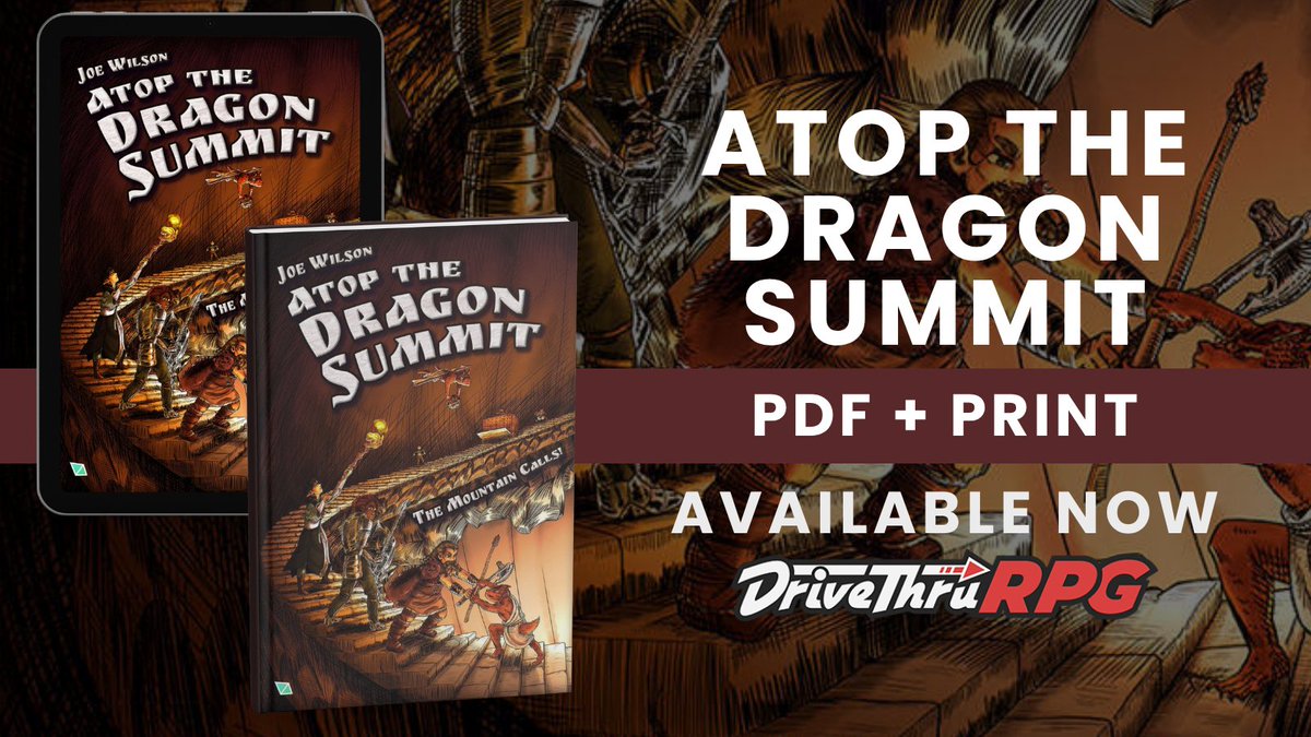 DriveThruRPG's tweet image. Atop the Dragon Summit - System Neutral Fantasy Adventure is available now from Dice Average RPG.

Get it here: tinyurl.com/kk3ktbsk

The once-dormant volcano, Vallikraag, has awoken and threatens to erupt.
#ttrpg #dungeonsanddragons
