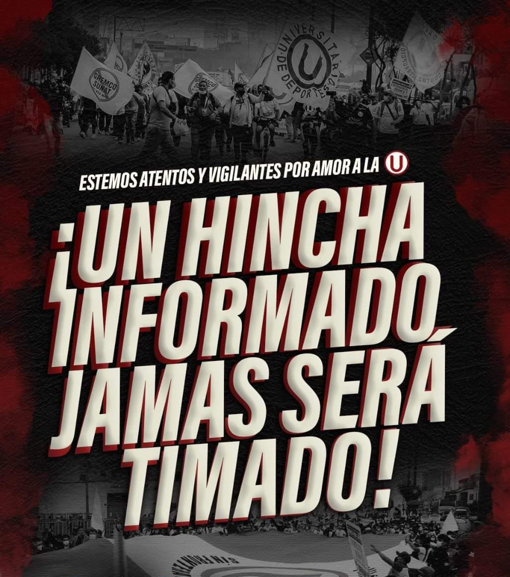 NOSOTROS SOLO NOS DEBEMOS A UNIVERSITARIO

La institución está por encima de todos. La defensa del Club primero ✊💪

Sobre lo que se viene comentando respecto a las acciones de Fossati contra la 'U' o Franco Velazco, se les debe precisar a los que prefieren a una persona sobre