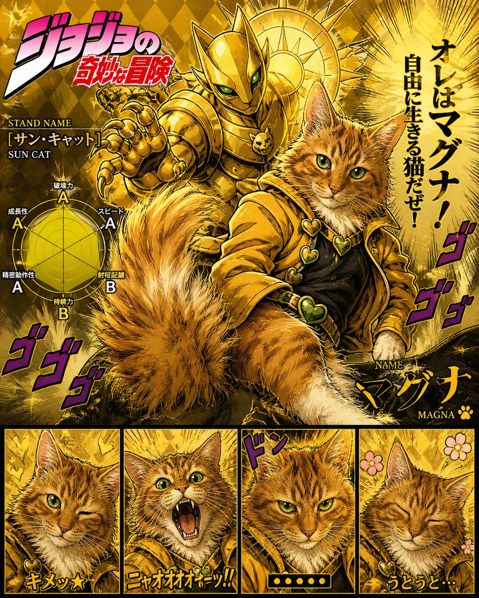 おすすめに流れてきた チャッピーちゃんでのジョジョ風 うちの愛猫で
