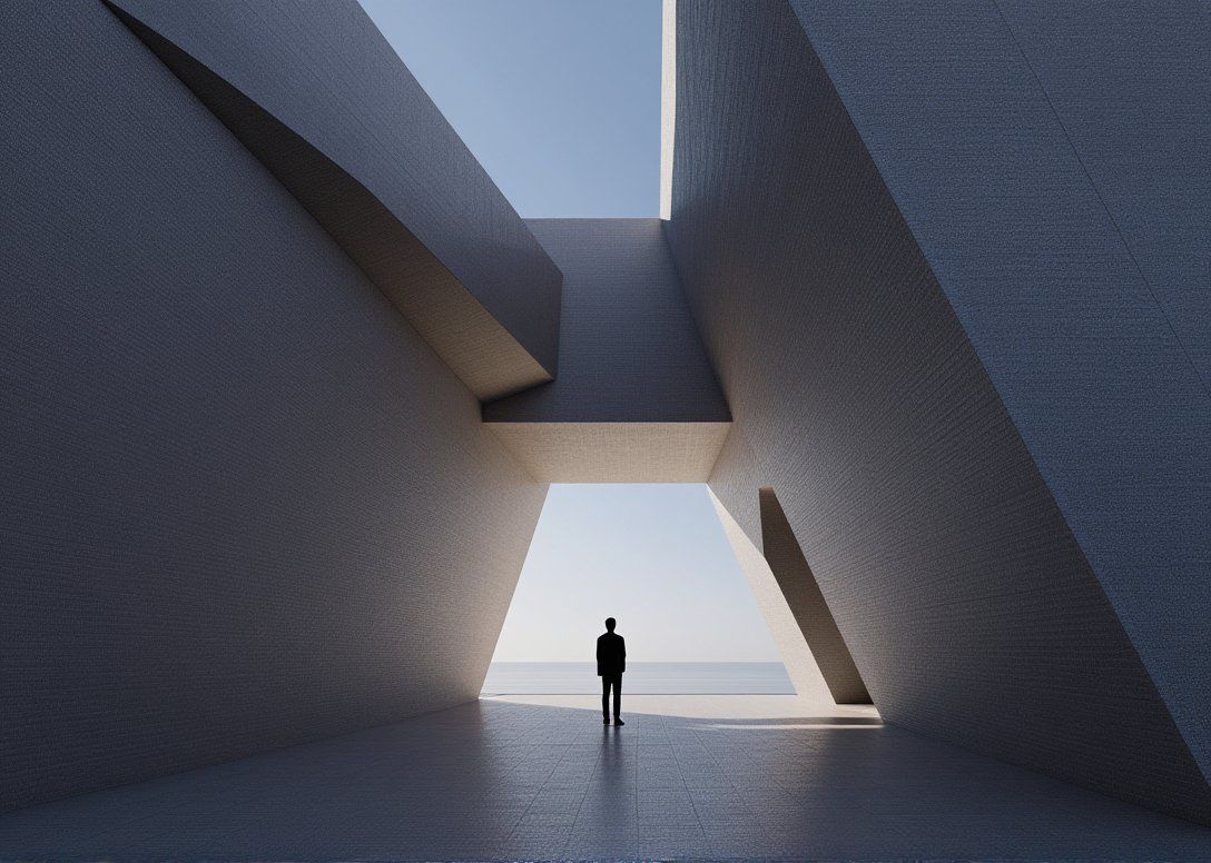 phiarch_'s tweet image. Imagined twilight frames impossible cantilevers, casting dramatic shadows and inviting contemplation. #architecture #modernism