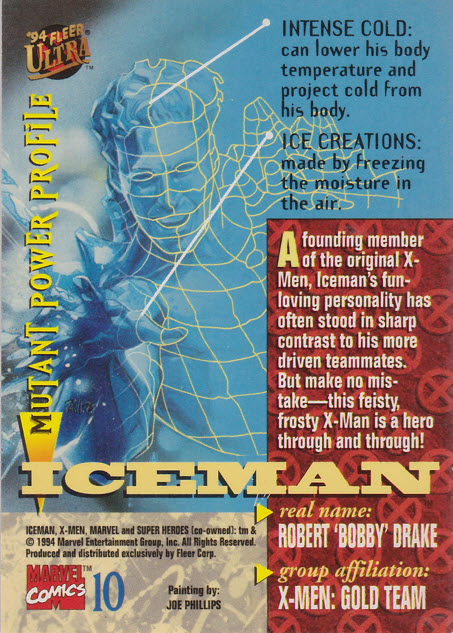 AustinGorton's tweet photo. 010 - Iceman
Iceman's early 90s glow-up makes it to the trading cards.
#TradingCardADay #FUXM1 #XMen #XMenGold #JuliePhillips https://t.co/9gIm5p0NhY