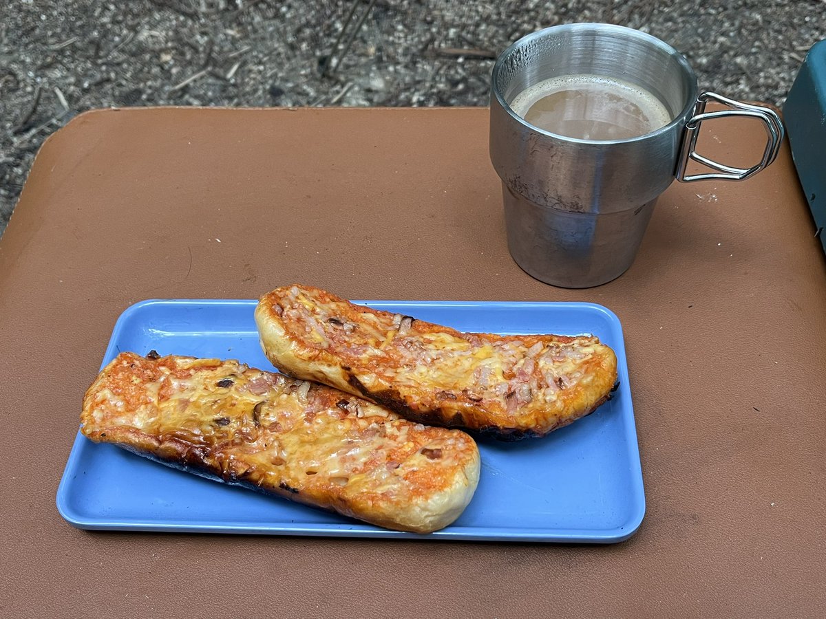 doglookingmoon's tweet photo. 朝ごはんは「フランスパンのピザトースト🥖🍕」

……表面は美味しそうだけど底面はだいぶ焦げ焦げ😫 https://t.co/gMz24TO4od