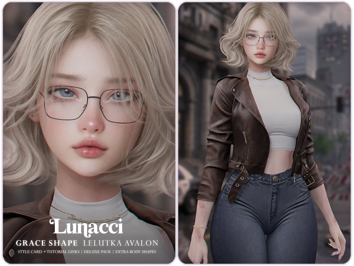 TTLunacci's tweet photo. Grace Shape (Lelutka Avalon)

› style card + tutorial videos
› deluxe pack
› reborn, legacy
› base eyes | works only with bom eyes.

› inworld avatar preview: https://t.co/ZOuJbYuEAf

📌 MARKETPLACE: https://t.co/xJqsbOUveE

🌟 SOCIAL MEDIA: https://t.co/U0ZD8sFAiZ https://t.co/kKqA1La7u8