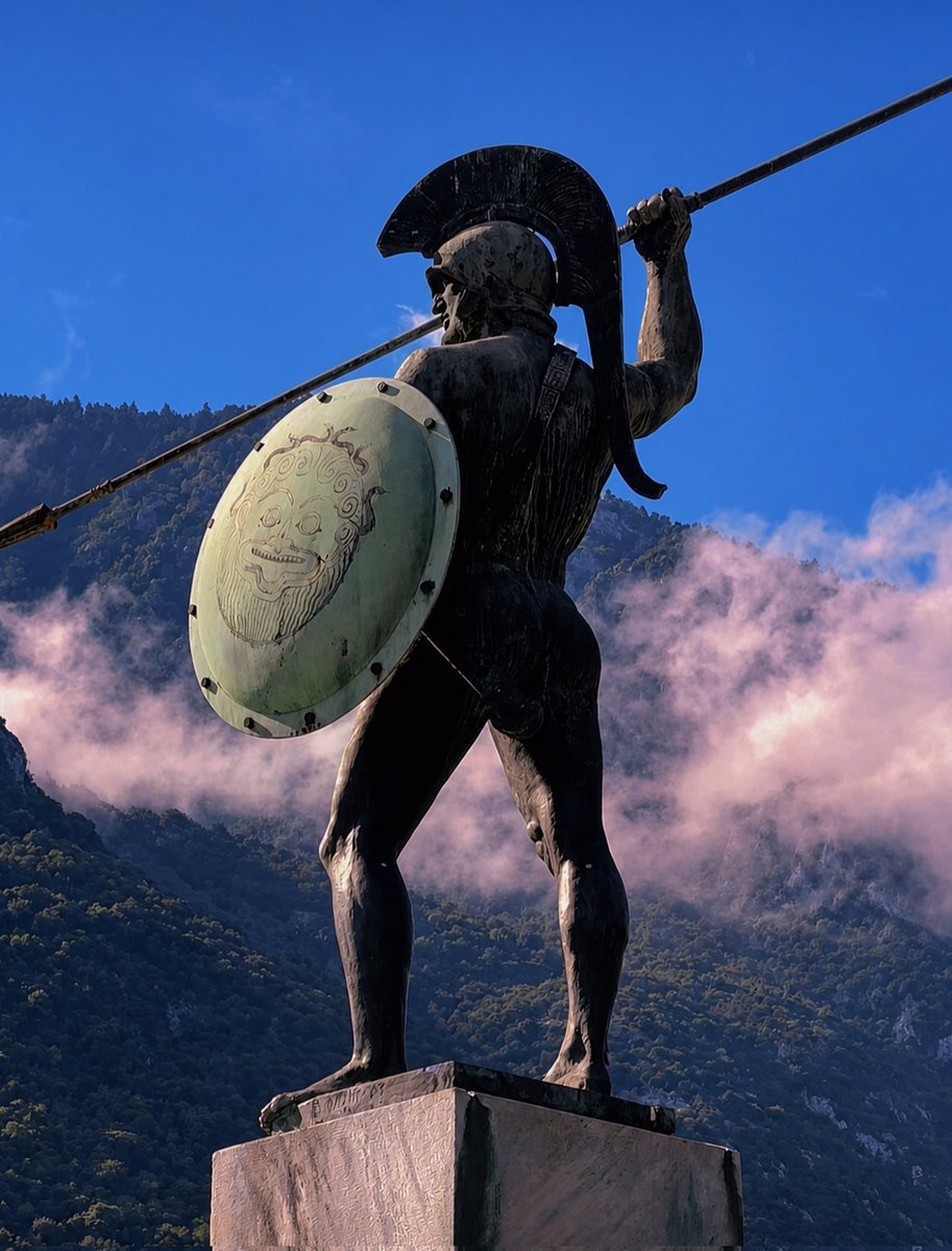 Statue of Leonidas, King of Sparta, at the Thermopylae Battle Monument.

This is where the famous battle took place during the Second Persian invasion of Greece in 480 BC
