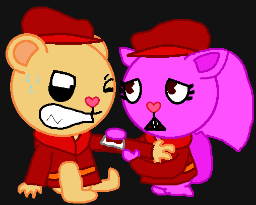 Kitshime98's tweet photo. I wanted to redraw a drawing I made when I was 12-13, I don't know... I felt like it, maybe out of nostalgia? I really like the result! #pophtf #htf #happytreefriends #oc #ocxcanon #htfpop #digitalart https://t.co/aFByerTG3k