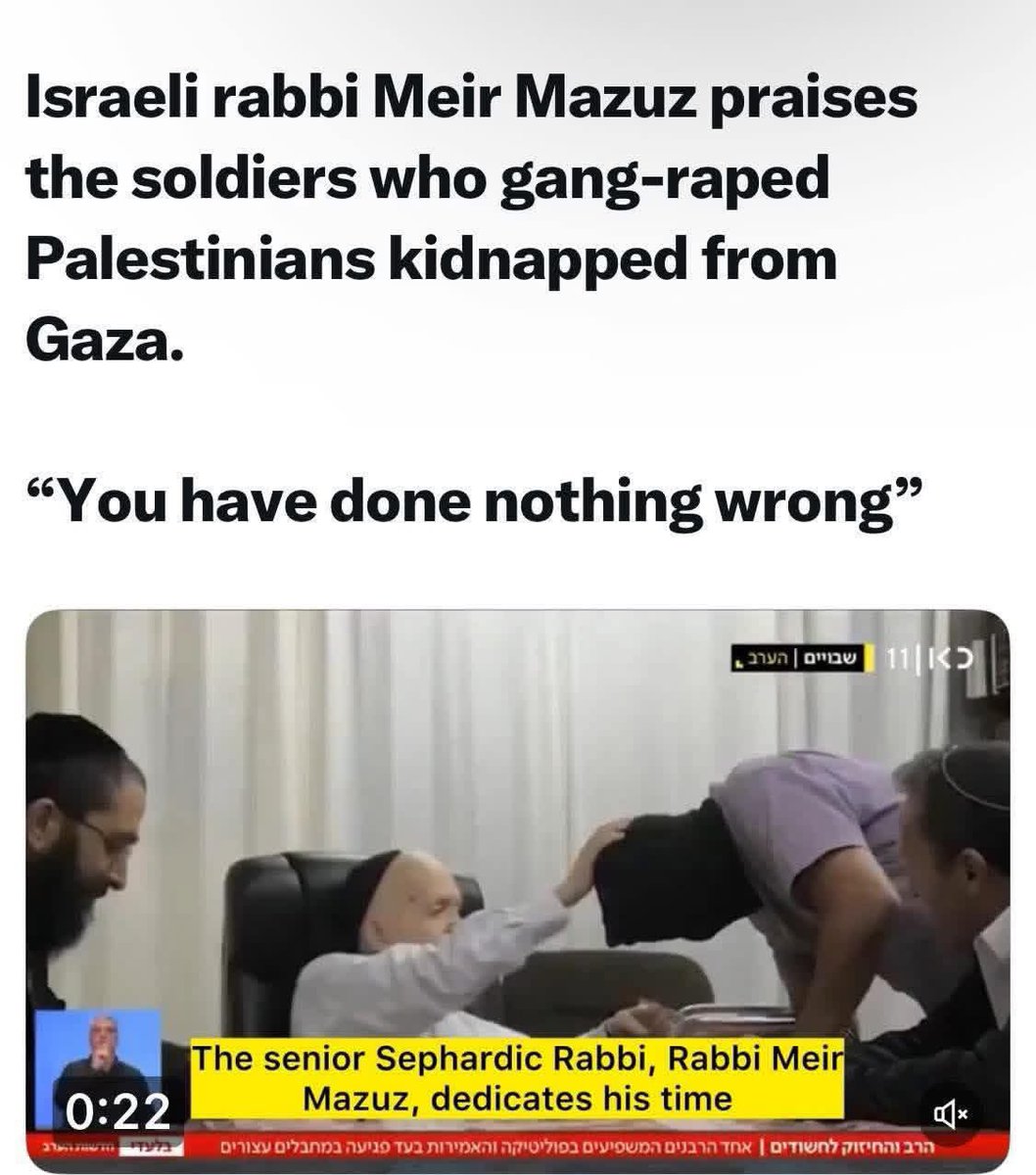 Emelia8z0's tweet photo. An Israeli Rabbi praises the soldiers who have raped Palestinian prisoners ! https://t.co/2Z8Nc0VqGj