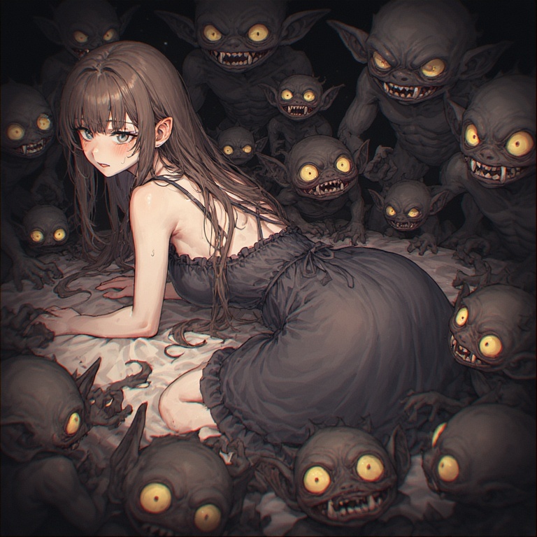 cinescopio0856's tweet image. #ia #goblins #girl #dream #horror