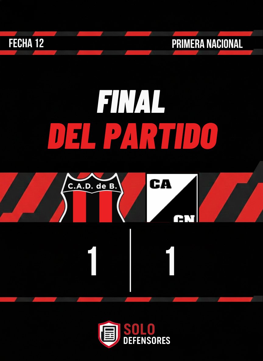 Empate en el Bajo.

Le cuesta todo a Defe. No puede encontrar el funcionamiento de las primeras fechas y sigue sin convencer. 

Hoy se encontró en desventaja con un gol de otro partido y a puro empuje, logró igualar con el tanto del Topo Aguirre.

#SoloDefensores 🔴⚫️🔴