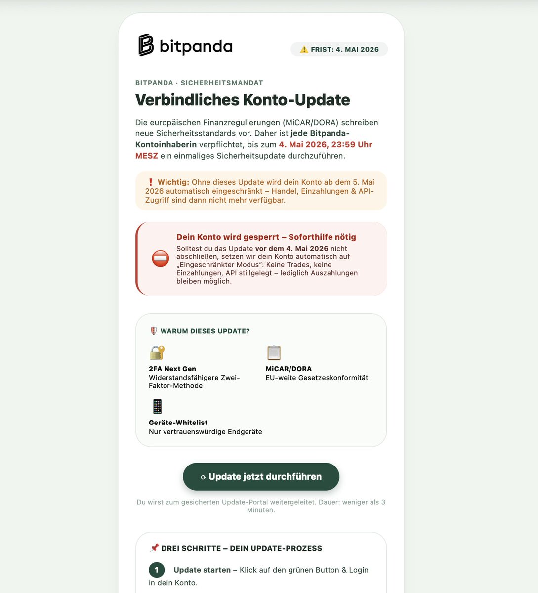 hakobert's tweet image. Hallo #Bitpanda Community 🚨 Vorsicht vor dieser #Betrugsmail welche im Namen von @Bitpanda verschickt wird. Nicht reinfallen! Hashtags #SpamMail #JunkMail #TrojanerMail #FakeMail