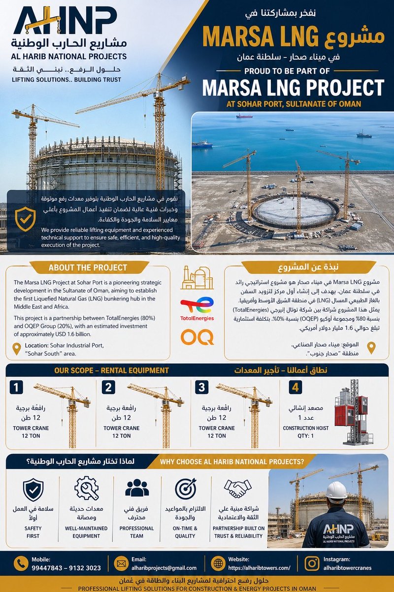 GroupHarib's tweet photo. @Anen2005 @greater_muscat اللهم لك الحمد لنا بصمة بهذا المشروع ب تاجير عدد ٣ رافعات برجية وعدد ٥ مصاعد انشائية للمشروع https://t.co/bZhNvhe4rr