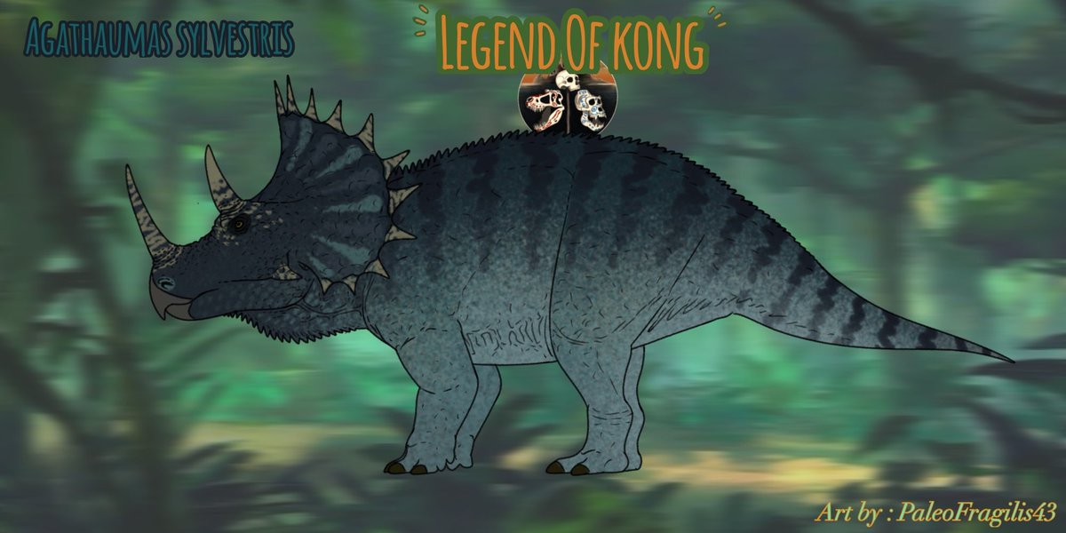 Wildlife of Skull Island - Agathamus, while not as common as Triceratops these are the second largest ceratopsians on the Island. They tend to live solitary lives and are able to fend for themselves. Legend of Kong; King of Skull Island Concept artwork done by <a href="/MrFragilis/">PaleoFragilis43 (open commissions)</a>