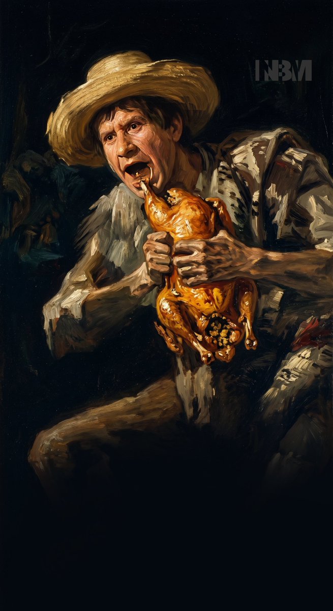 Macario devorando su guajolote.