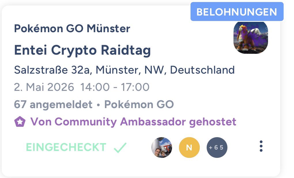 MoseMich1507's tweet image. #Crypto #Raidtag mit #Entei hat richtig Bock gemacht! 🔥🔥🔥
4 #shiny aus 46 Raids, dazu 3 erlöste 💯er 🥳.
Die Community war auch wieder großartig, trotz top Wetter und Feiertagswochenende fast 70 Leute am Start 👍🏻.

#pokemongo #communityambassador #muenster