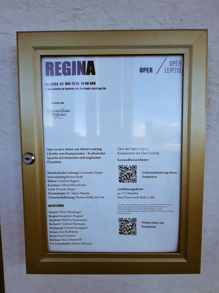 MarianSekerak's tweet image. Back at @Oper_Leipzig after a while. Tonight's gem: Albert #Lortzing's rare “Freiheitsoper” Regina. Echoes of 1848 - by the patriotic finale, I was almost ready to apply for German citizenship. 🇩🇪🎶