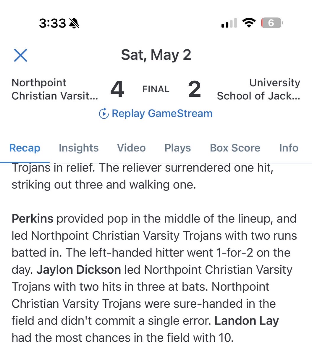 NCSThePoint's tweet photo. ⚾️Trojans with 4-2 win over USJ on Saturday. 
@johnvarlas @DailyMemphian @UTWpod @desoto_news @memphissports @wendellsjr_ https://t.co/DrMbHrOzho