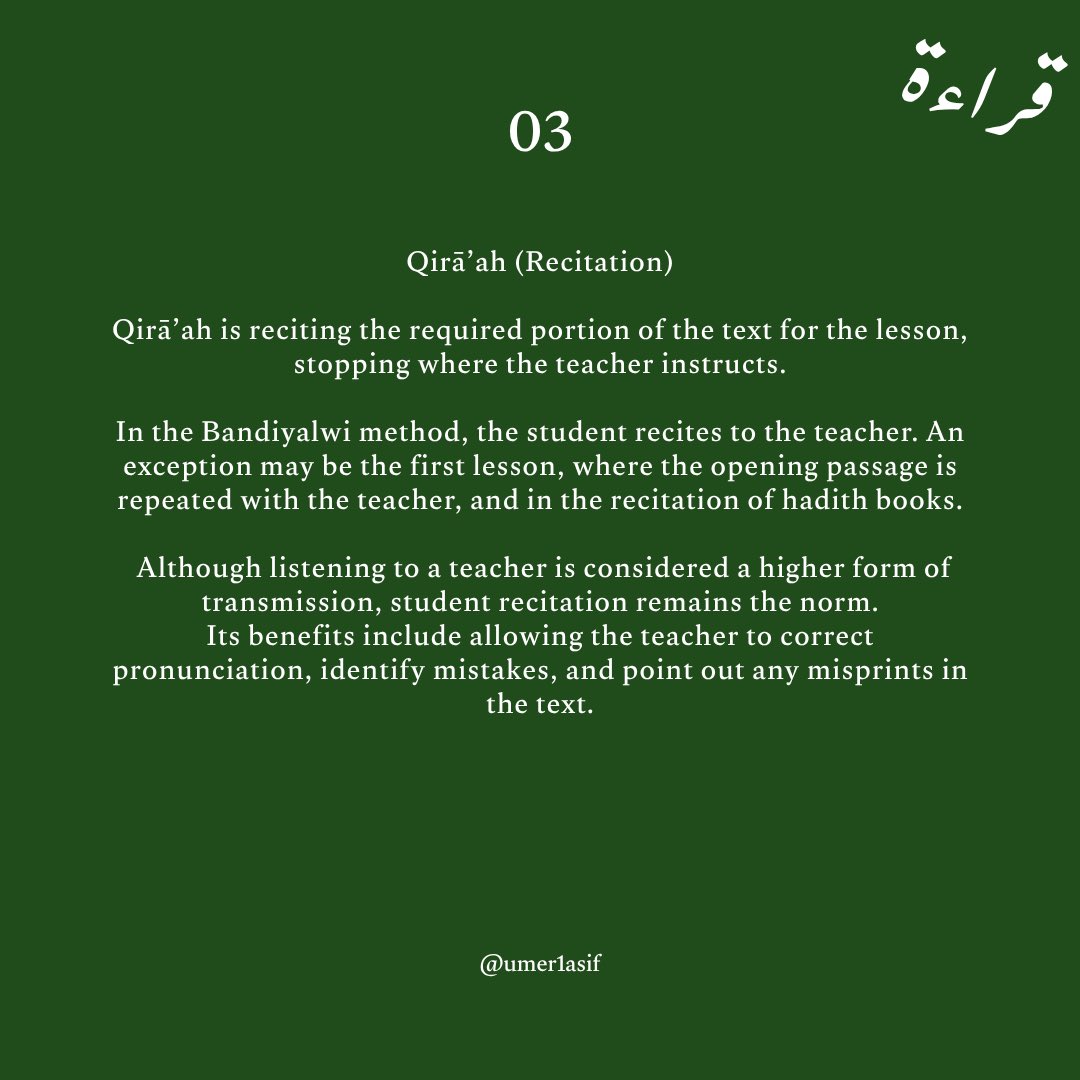 umer1asif's tweet photo. The Bandyalwi method is the gold standard for Dars-e-Nizami. It’s famous for its rigor and the seven steps introduced by the great scholar Allamah Ata Muhammad Bandyalwi Chishti.

These steps help students master complex texts and think critically for themselves. https://t.co/cw6RmiiDtr