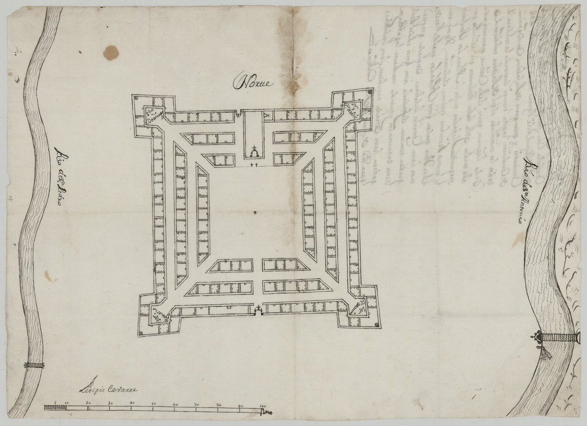 OfficialAlamo's tweet image. Artifact of the month!

Plan for San Antonio de Béjar 1725 🗺️ 

This is the proposed plan for the presidio of San Antonio de Béjar circa 1725. The plans were created by order of the Marqués de San Miguel de Aguayo.