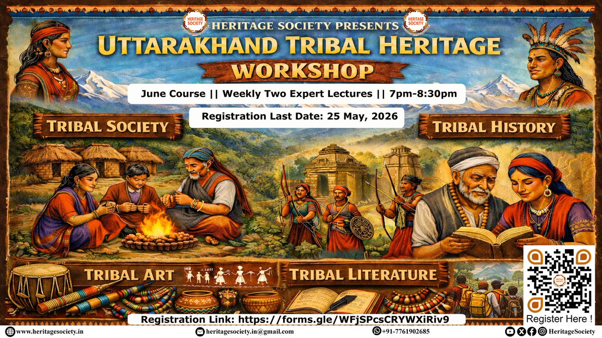 HS_India's tweet image. Uttarakhand Tribal Heritage Workshop
🌐Registration Link : forms.gle/WFjSPcsCRYWXiR…
📔Tribal Society 📕Tribal History 📗Tribal Art📘Tribal Literature
#Uttarakhand #TribalHeritage #Workshop #UttarakhandTribalHeritage #TribalHeritageWorkshop #HeritageSociety #HeritageSocietyWorkshop
