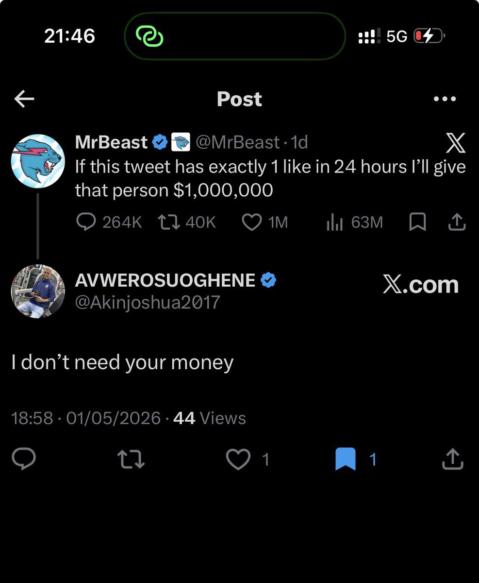 Akinjoshua2017's tweet image. Give me my money  @MrBeast