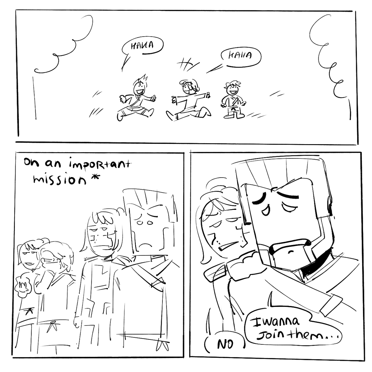 mikotyansakira's tweet photo. old idea i had where the dumbass trio just keeps acting like this every mission, and pixal with nya and lloyd keep stopping zane from joining them because it means he's gonna start acting stupid as shit too  #ninjago #ninjagozane #ninjagofanart https://t.co/jVUXLpIFUy